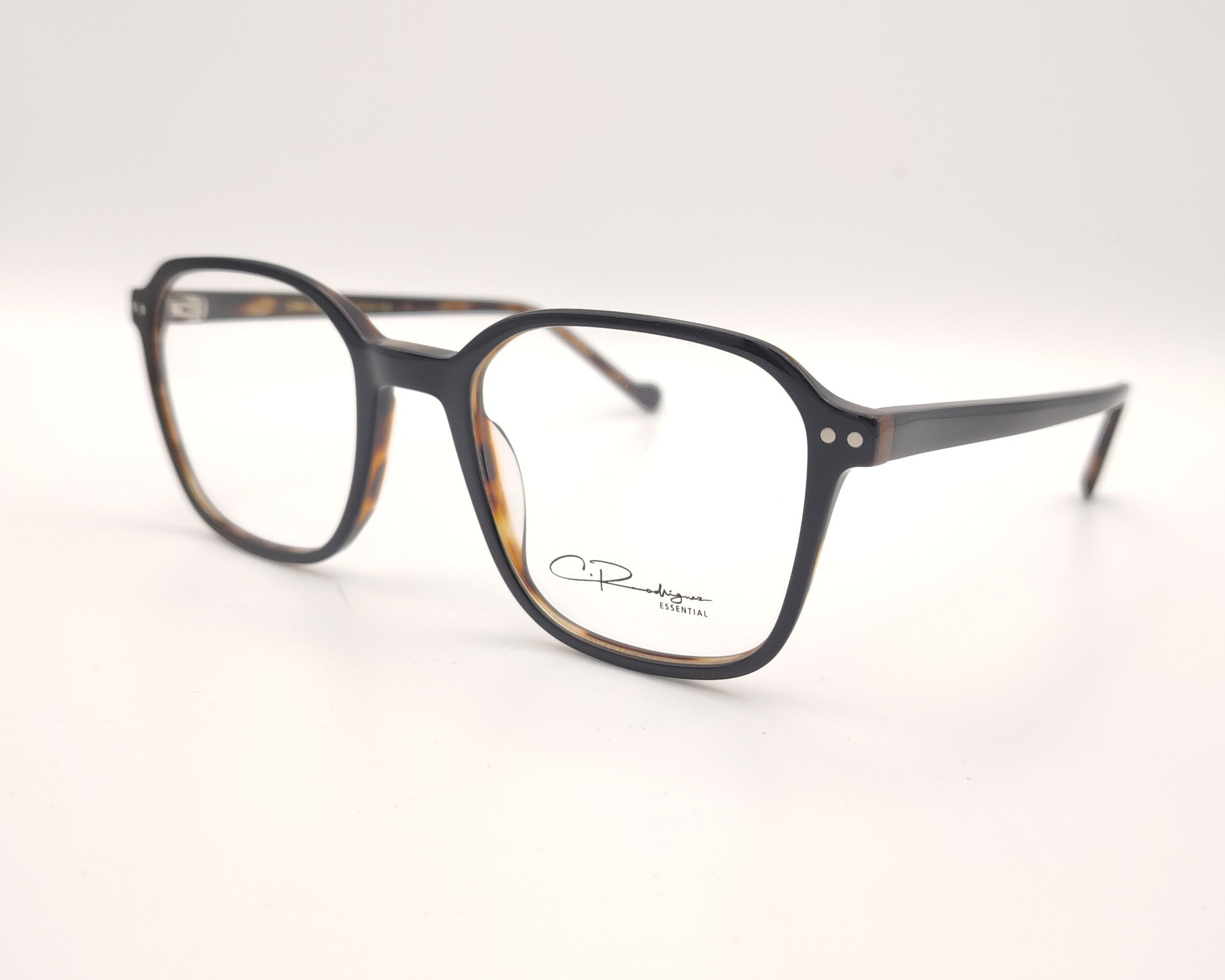 gafas graduadas negras con interior carey y forma cuadrada suave