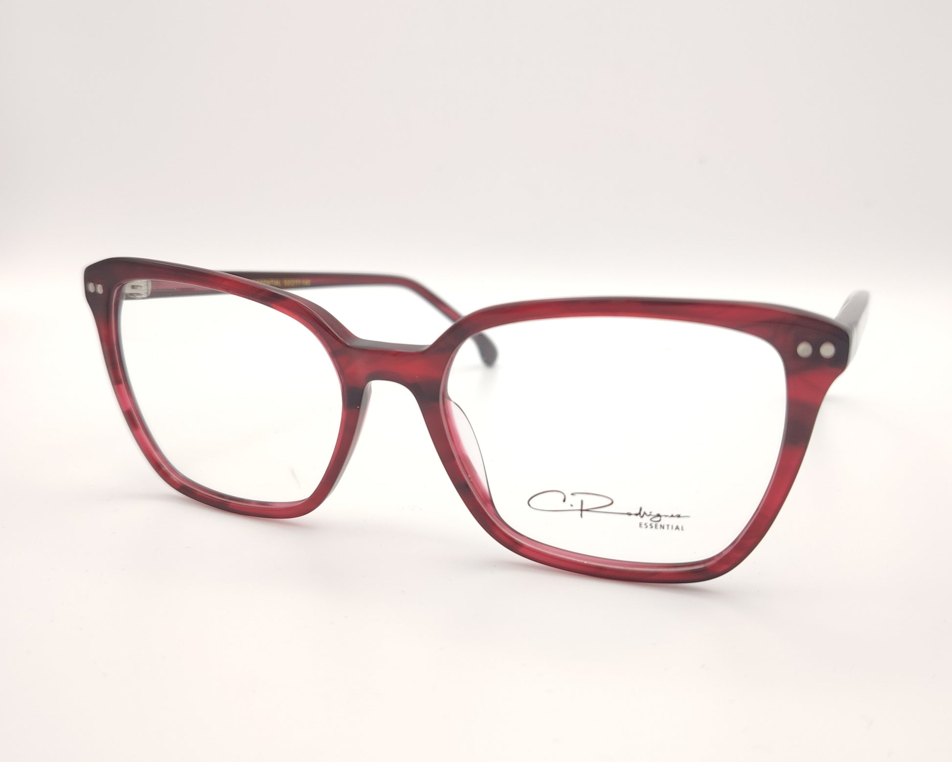 gafas graduadas rectangulares rojo translúcido ligeras diseño moderno
