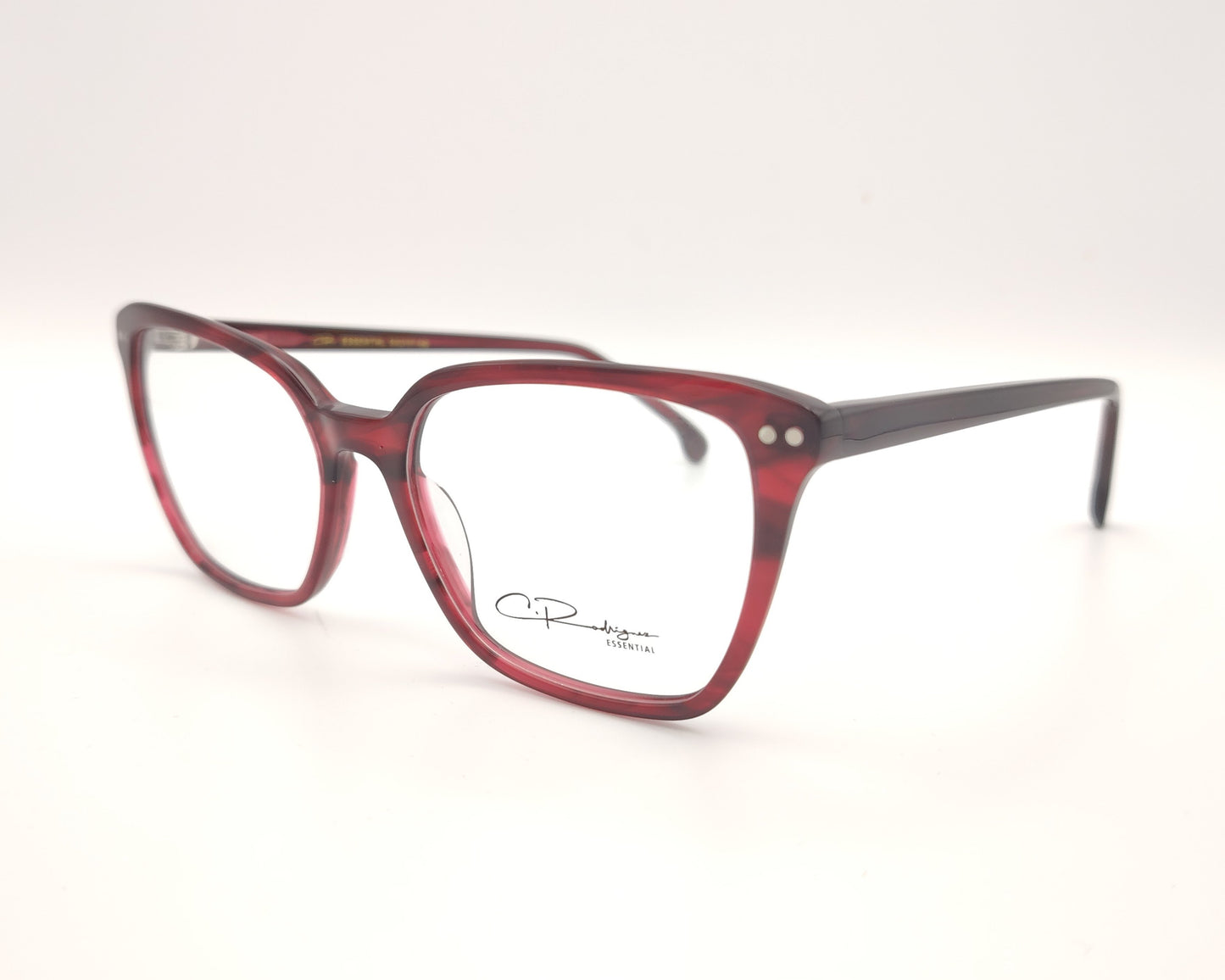 gafas graduadas rectangulares rojo translúcido ligeras diseño moderno