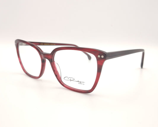 gafas graduadas rectangulares rojo translúcido ligeras diseño moderno