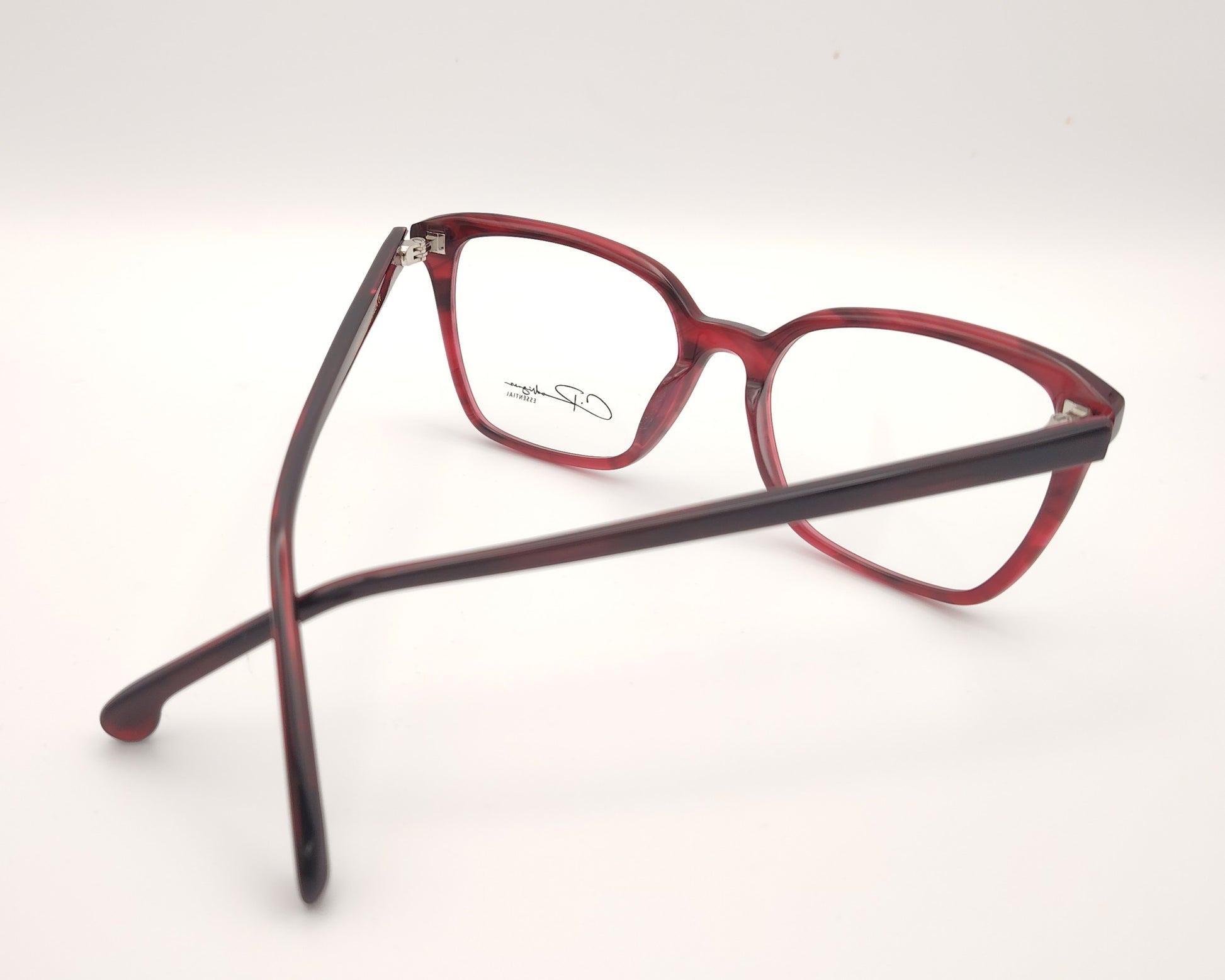 gafas graduadas rectangulares rojo translúcido ligeras diseño moderno