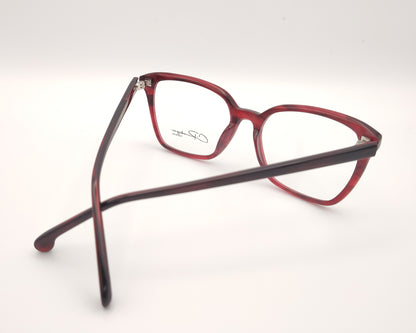 gafas graduadas rectangulares rojo translúcido ligeras diseño moderno