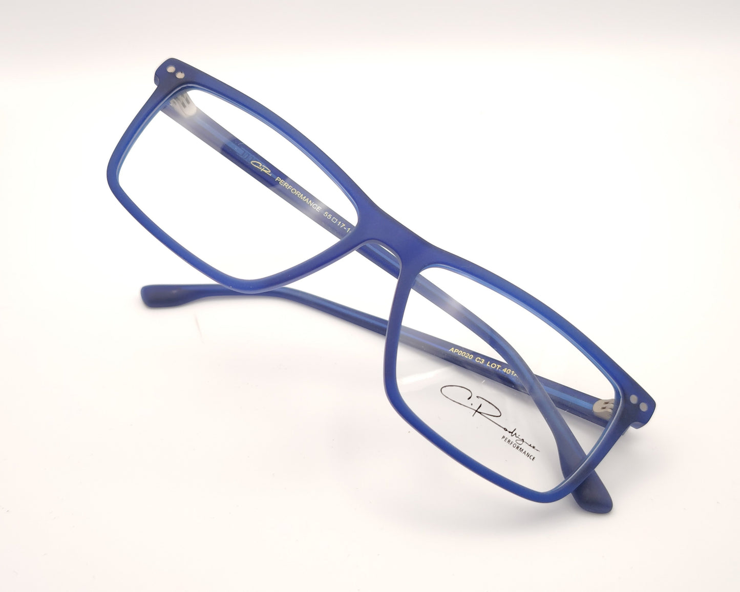 gafas graduadas rectangulares azul mate ligeras de diseño moderno
