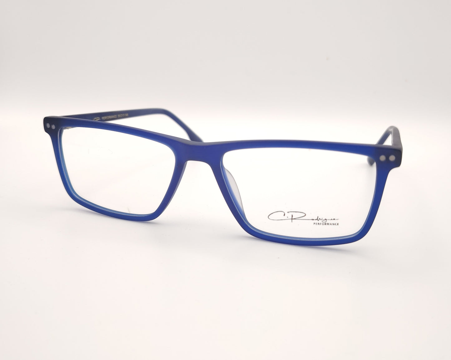 gafas graduadas rectangulares azul mate ligeras de diseño moderno