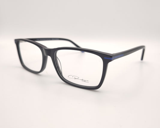 gafas graduadas negras rectangulares con detalles azules diseño moderno ligero