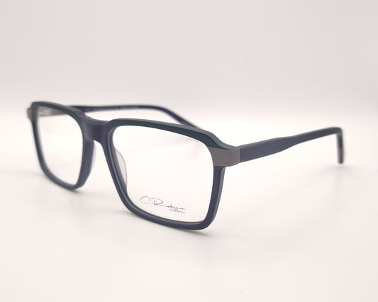 gafas graduadas rectangulares azul mate con detalles en  gris