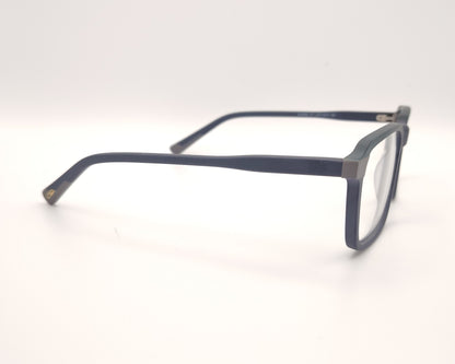 gafas graduadas rectangulares azul mate con detalles en  gris