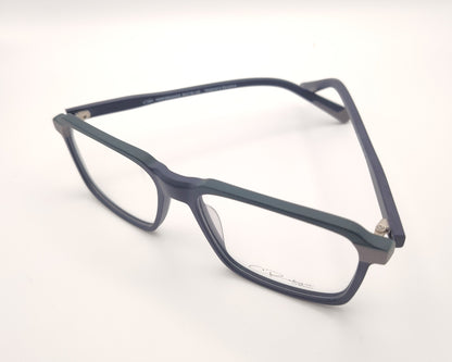 gafas graduadas rectangulares azul mate con detalles en  gris