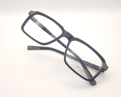 gafas graduadas rectangulares azul mate con detalles en  gris