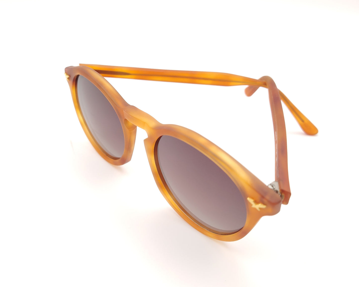 gafas de sol de acetato color ámbar translúcido con lentes degradadas polarizadas para caras pequeñas