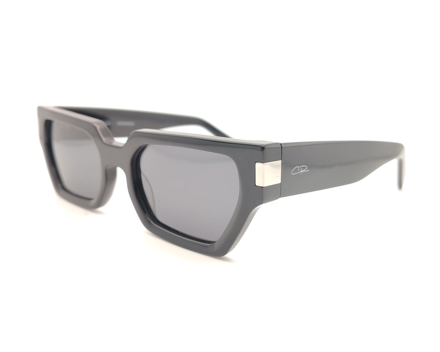 gafas de sol negras de acetato con forma geométrica y lentes oscuras polarizadas