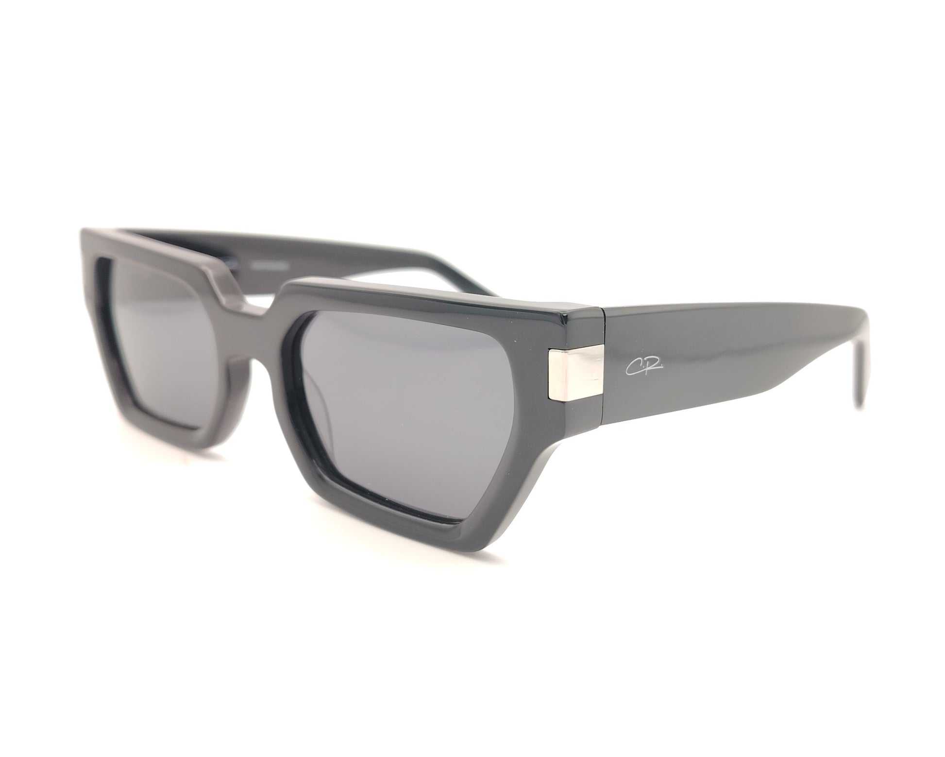 gafas de sol negras de acetato con forma geométrica y lentes oscuras polarizadas