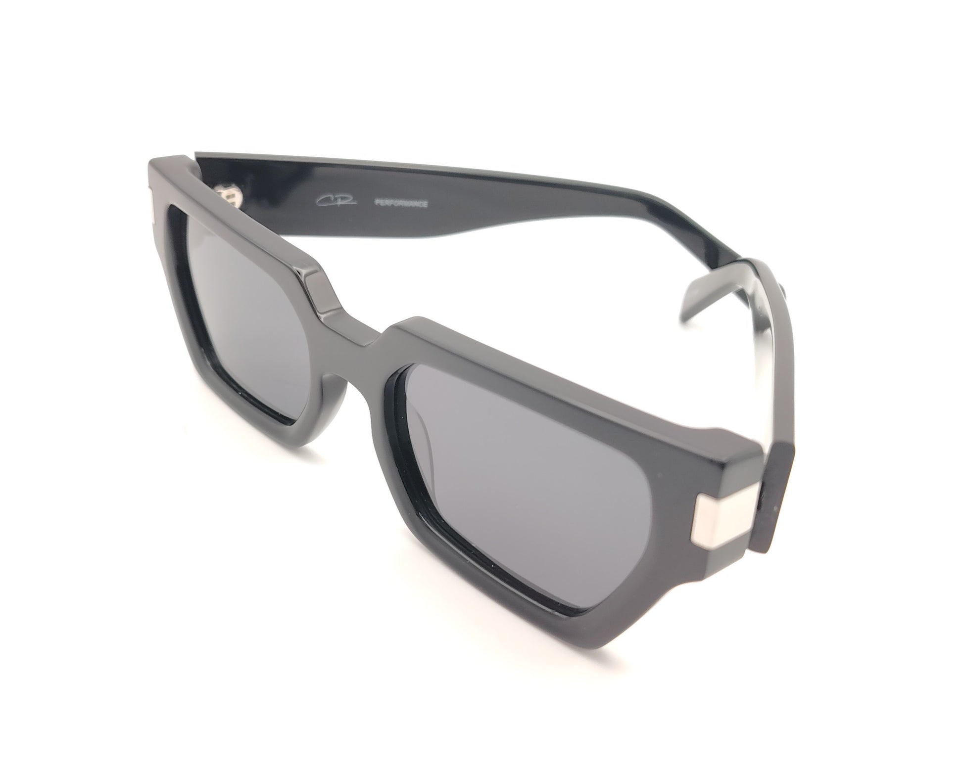 gafas de sol negras de acetato con forma geométrica y lentes oscuras polarizadas