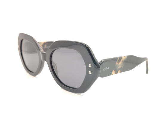 gafas de sol negras de acetato con lentes polarizadas negras y forma amplia