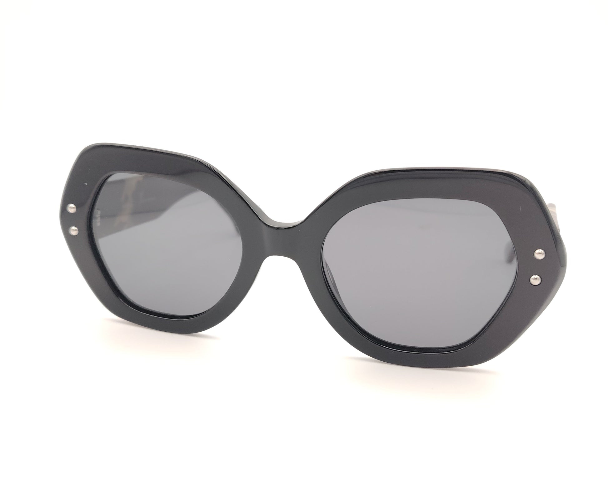 gafas de sol negras de acetato con lentes polarizadas negras y forma amplia
