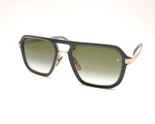 gafas de sol david beckham db7138 gc1cs en formato aviador cuadrado en pasta negra y verde y varillas doradas con lentes verdes degradadas