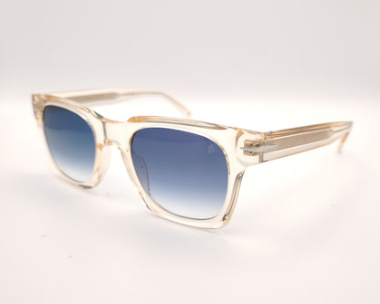 gafas de sol transparentes color champagne con lentes degradadas azules