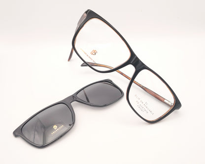 gafa david beckham db 1234 05k de pasta negra rectangular con clip solar polarizado