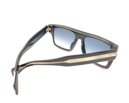 gafas de sol negras de montura rectangular con lentes degradadas azules