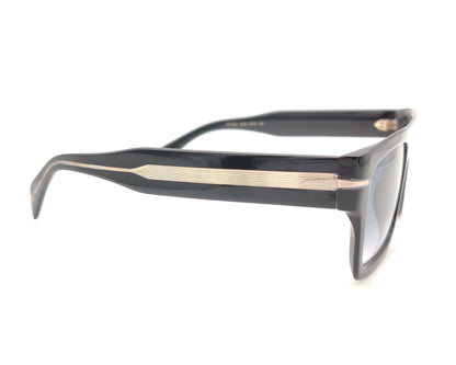 gafas de sol negras de montura rectangular con lentes degradadas azules