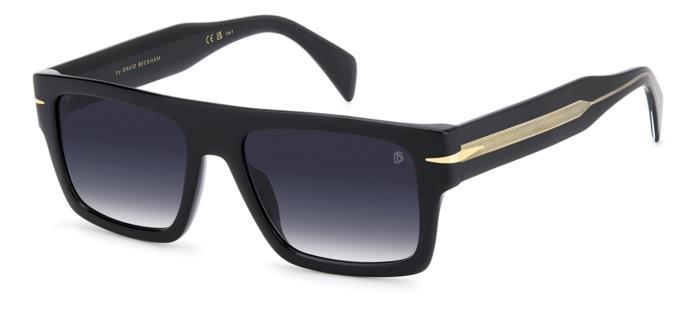 gafas de sol negras de montura rectangular con lentes degradadas azules