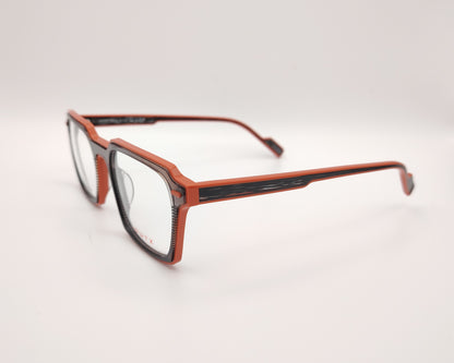 gafas graduadas dutz dz2373 de acetato naranja y gris translúcido con montura rectangular geométrica