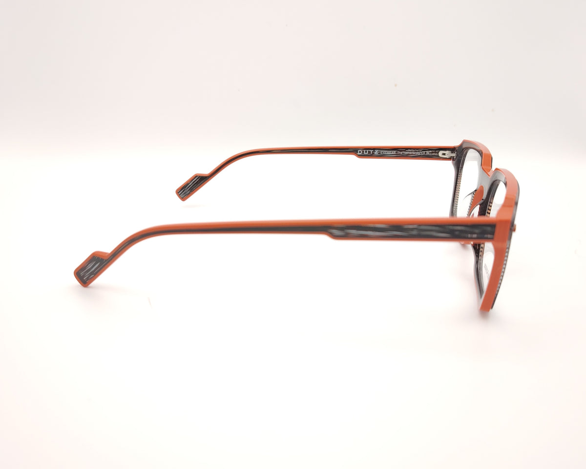 gafas graduadas dutz dz2373 de acetato naranja y gris translúcido con montura rectangular geométrica