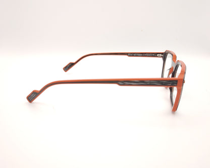 gafas graduadas dutz dz2373 de acetato naranja y gris translúcido con montura rectangular geométrica