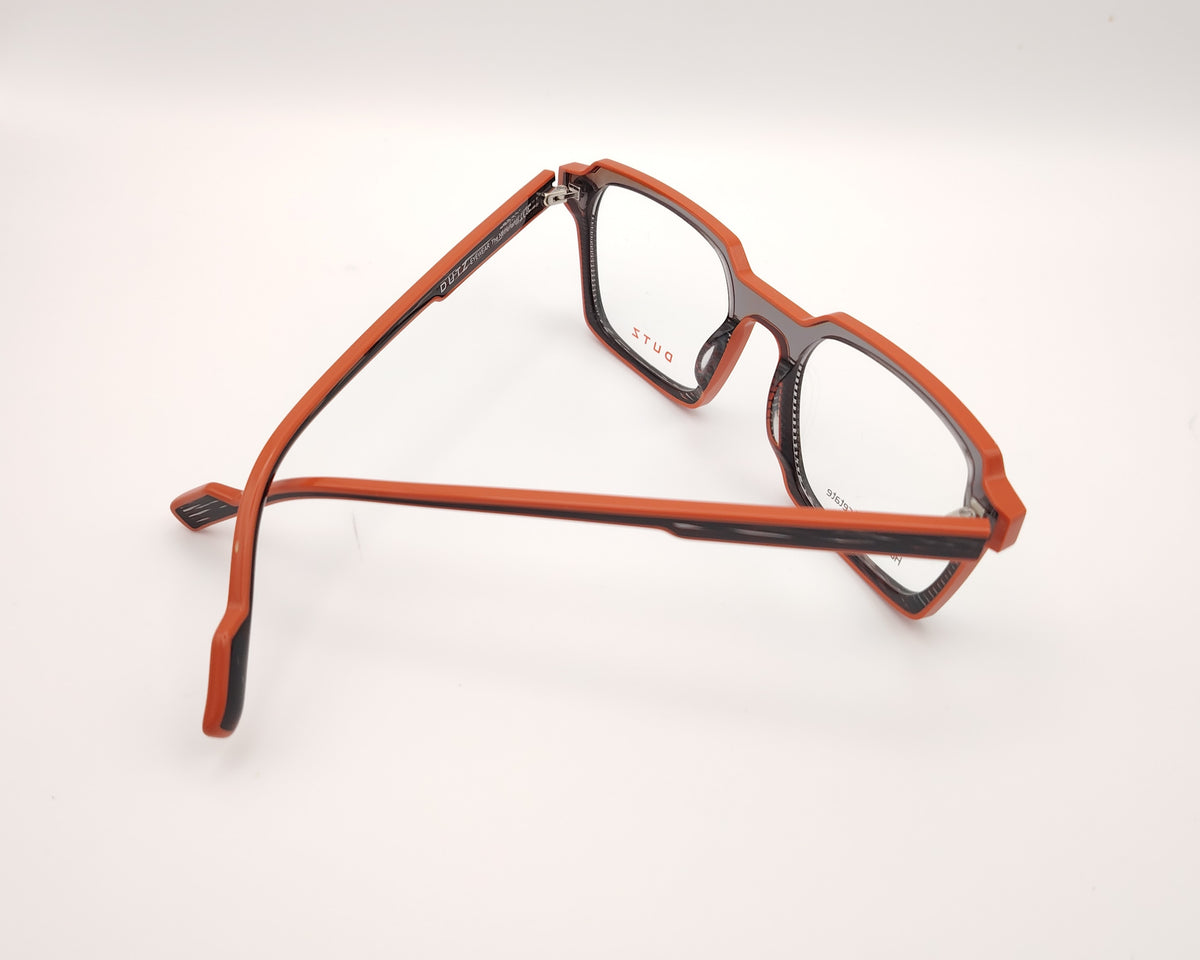 gafas graduadas dutz dz2373 de acetato naranja y gris translúcido con montura rectangular geométrica