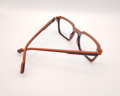 gafas graduadas dutz dz2373 de acetato naranja y gris translúcido con montura rectangular geométrica
