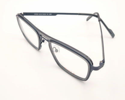 gafa dutz dz2399 85 rectangular con doble puente de metal azul oscuro y acetato gris translúcido