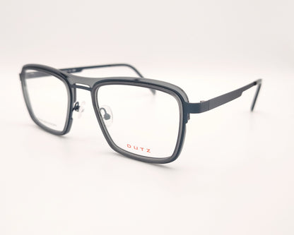 gafa dutz dz2399 85 rectangular con doble puente de metal azul oscuro y acetato gris translúcido
