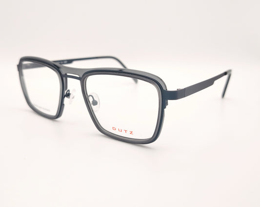 gafa dutz dz2399 85 rectangular con doble puente de metal azul oscuro y acetato gris translúcido