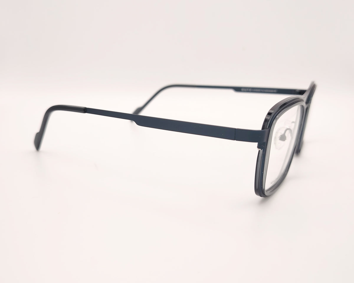 gafa dutz dz2399 85 rectangular con doble puente de metal azul oscuro y acetato gris translúcido