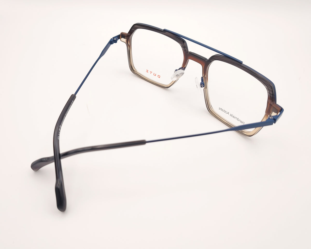 gafa dutz dz2400 45 rectangular con acetato translúcido marrón a beige y metal azul