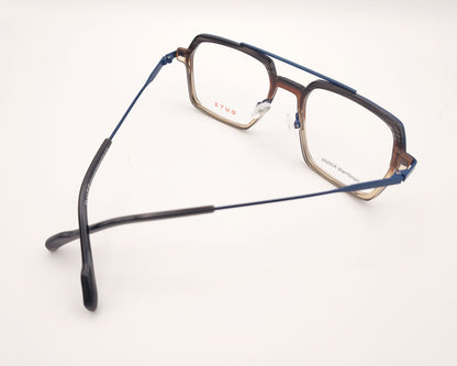 gafa dutz dz2400 45 rectangular con acetato translúcido marrón a beige y metal azul