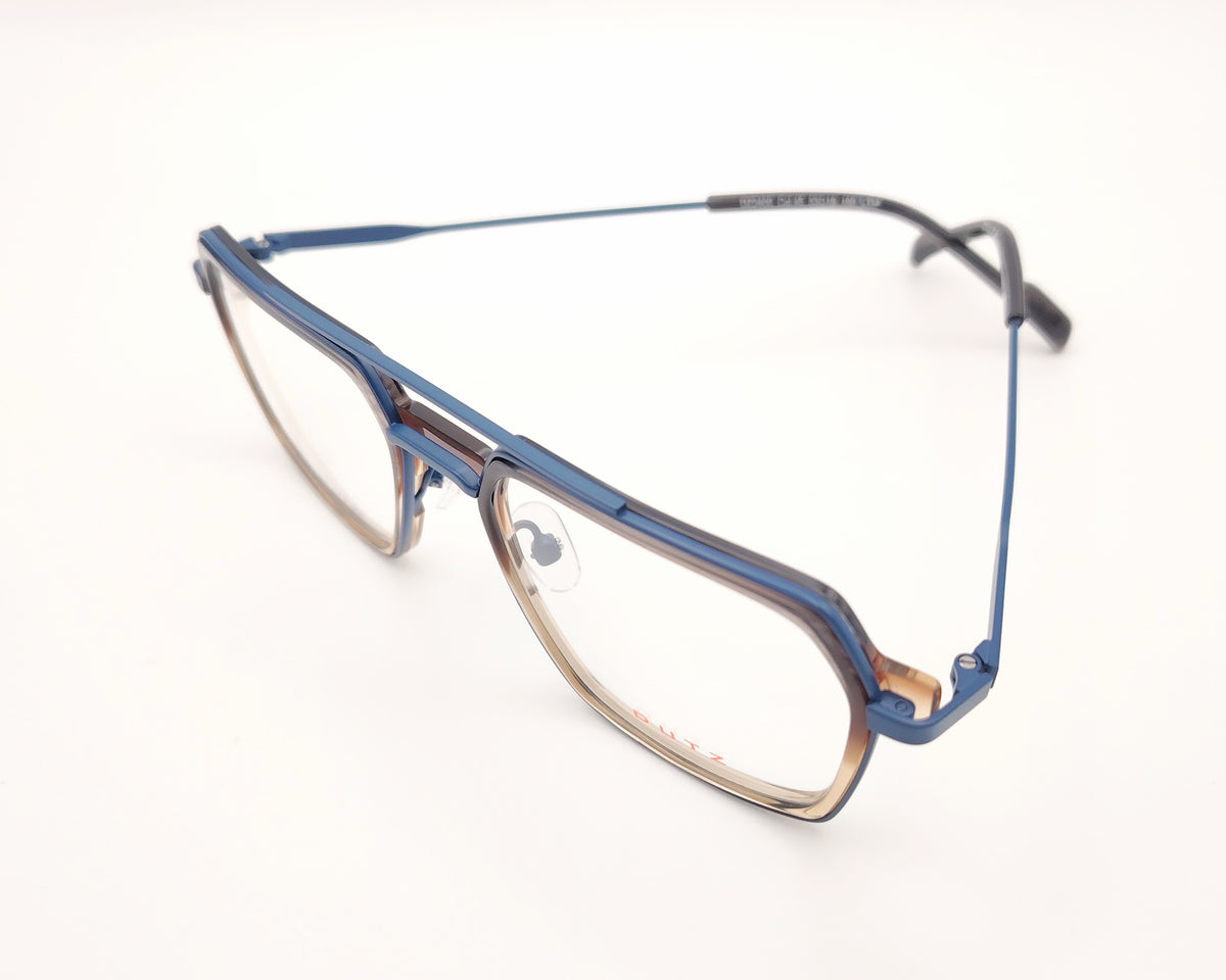 gafa dutz dz2400 45 rectangular con acetato translúcido marrón a beige y metal azul
