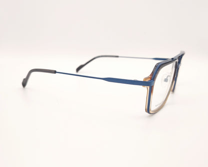 gafa dutz dz2400 45 rectangular con acetato translúcido marrón a beige y metal azul