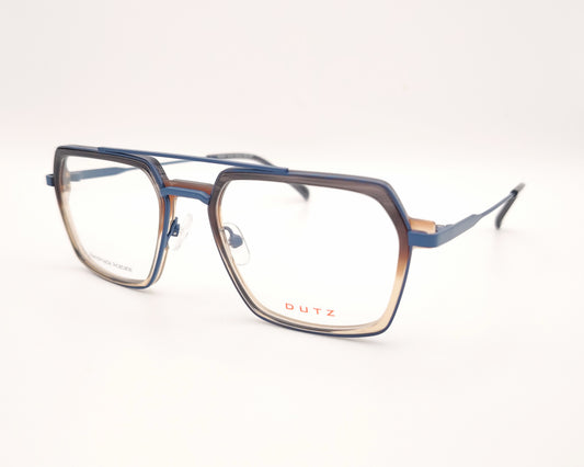 gafa dutz dz2400 45 rectangular con acetato translúcido marrón a beige y metal azul
