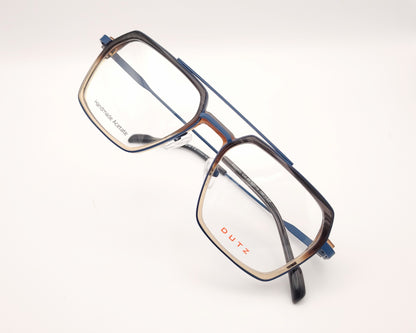 gafa dutz dz2400 45 rectangular con acetato translúcido marrón a beige y metal azul