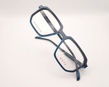 gafa dutz dz2409 rectangular geométrica en azul marino con detalles en azulón