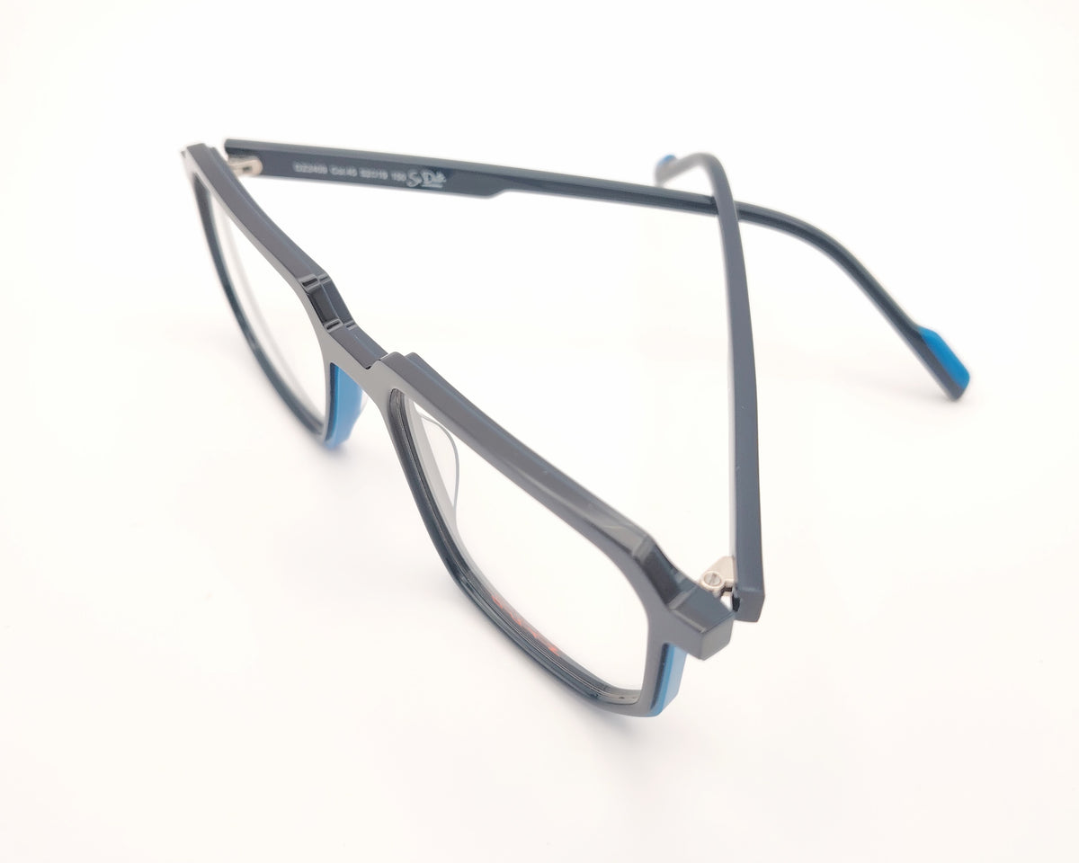gafa dutz dz2409 rectangular geométrica en azul marino con detalles en azulón