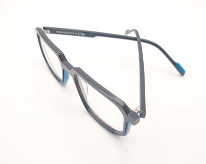 gafa dutz dz2409 rectangular geométrica en azul marino con detalles en azulón