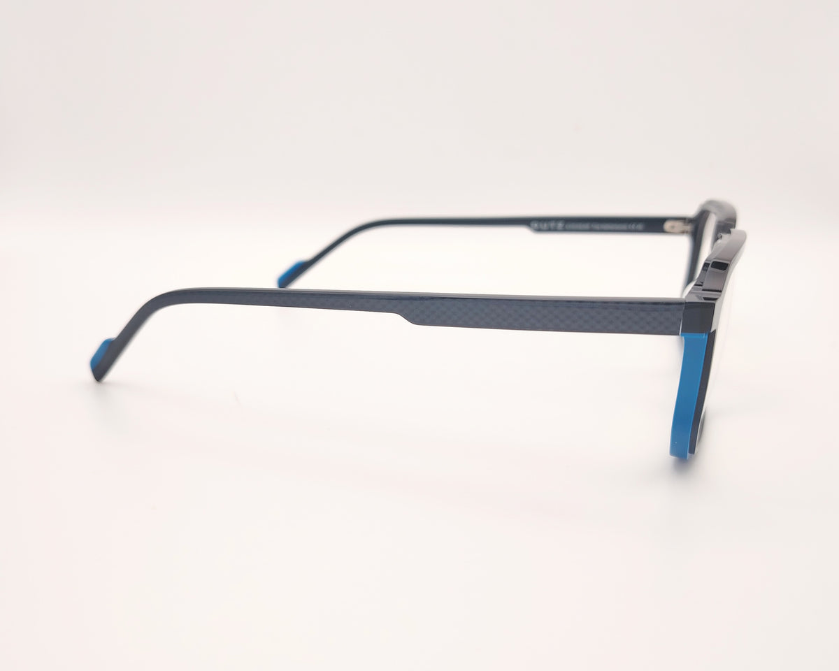 gafa dutz dz2409 rectangular geométrica en azul marino con detalles en azulón