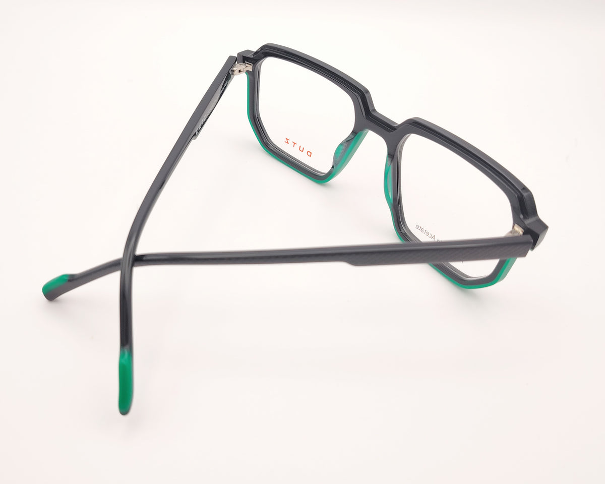 gafa dutz dz2409 rectangular geométrica en gris con detalles en verde
