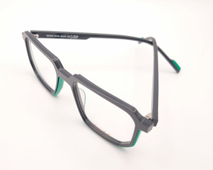 gafa dutz dz2409 rectangular geométrica en gris con detalles en verde