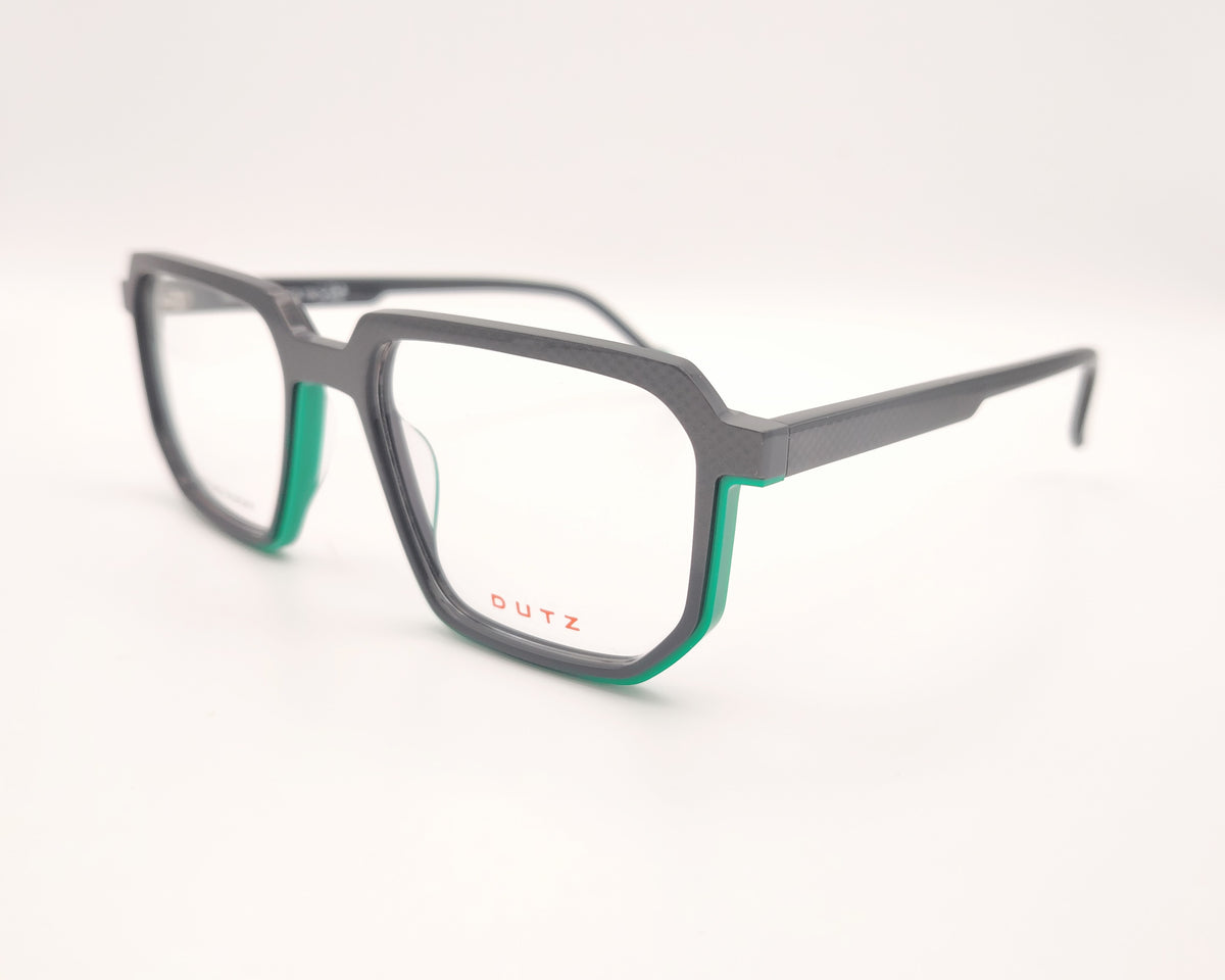 gafa dutz dz2409 rectangular geométrica en gris con detalles en verde