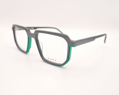 gafa dutz dz2409 rectangular geométrica en gris con detalles en verde