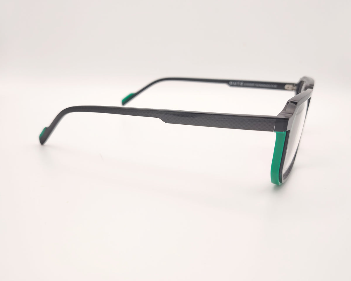 gafa dutz dz2409 rectangular geométrica en gris con detalles en verde
