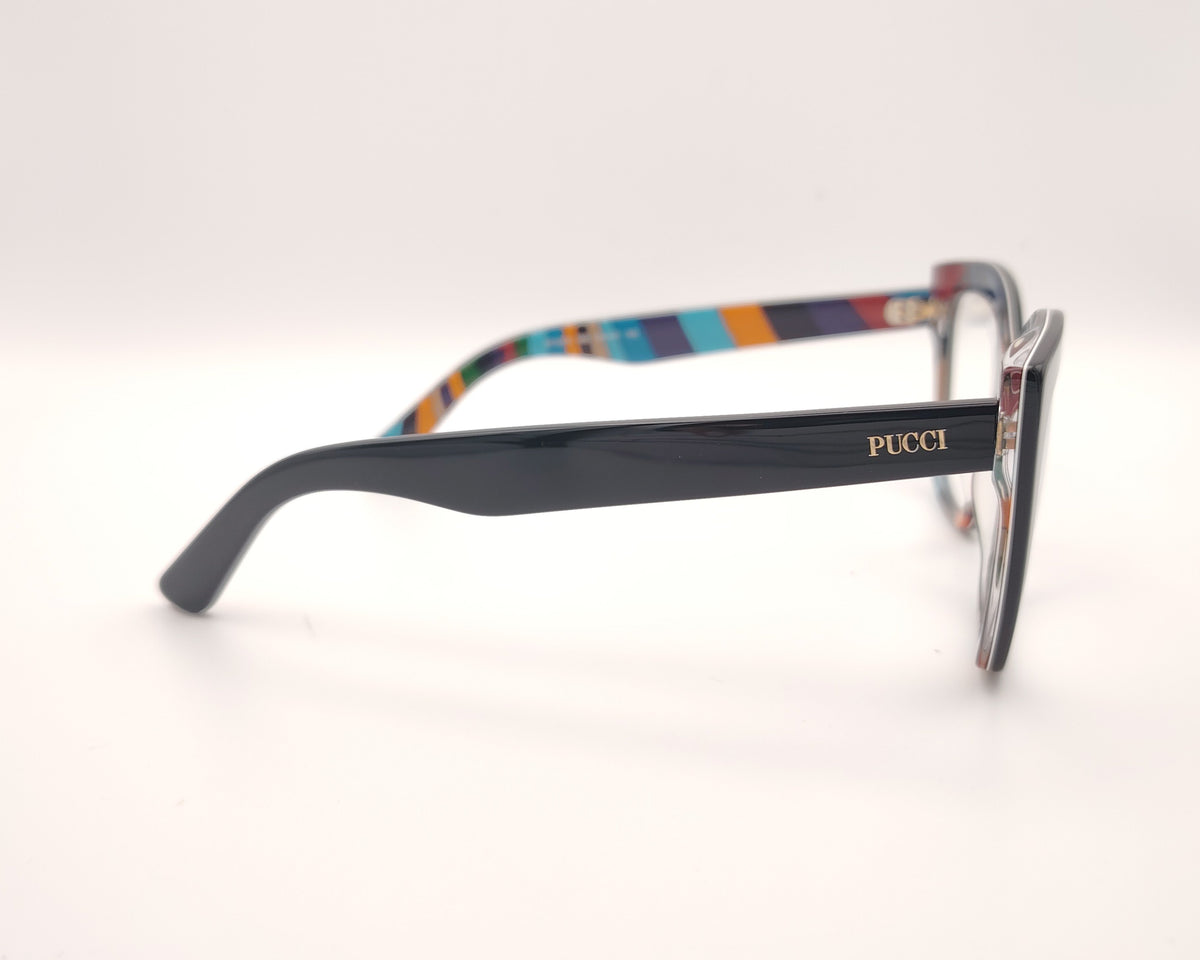 gafas emilio pucci ep5275 005 negras geométricas con interior multicolor
